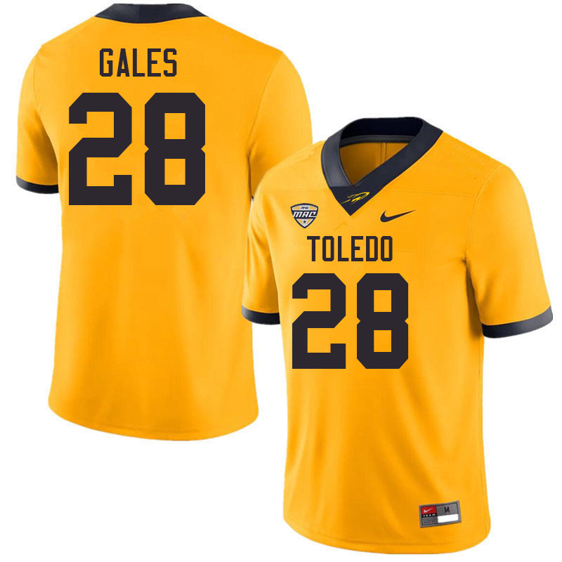 Toledo Rockets #28 Chris Gales College Football Jerseys Stitched Sale-Gold